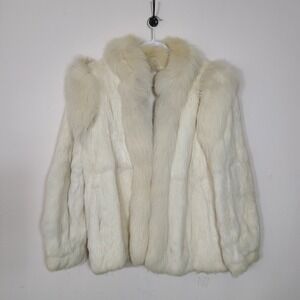 White 100% Soft Rabbit Fur Coat Winter Baddie Mob Wife Luxury Urban Indie Sleaze